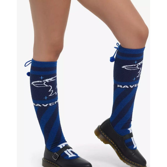 Harry Potter Ravenclaw Knee-High Socks Blue Striped Pom-Pom Accents