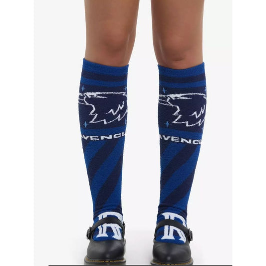 Harry Potter Ravenclaw Knee-High Socks Blue Striped Pom-Pom Accents