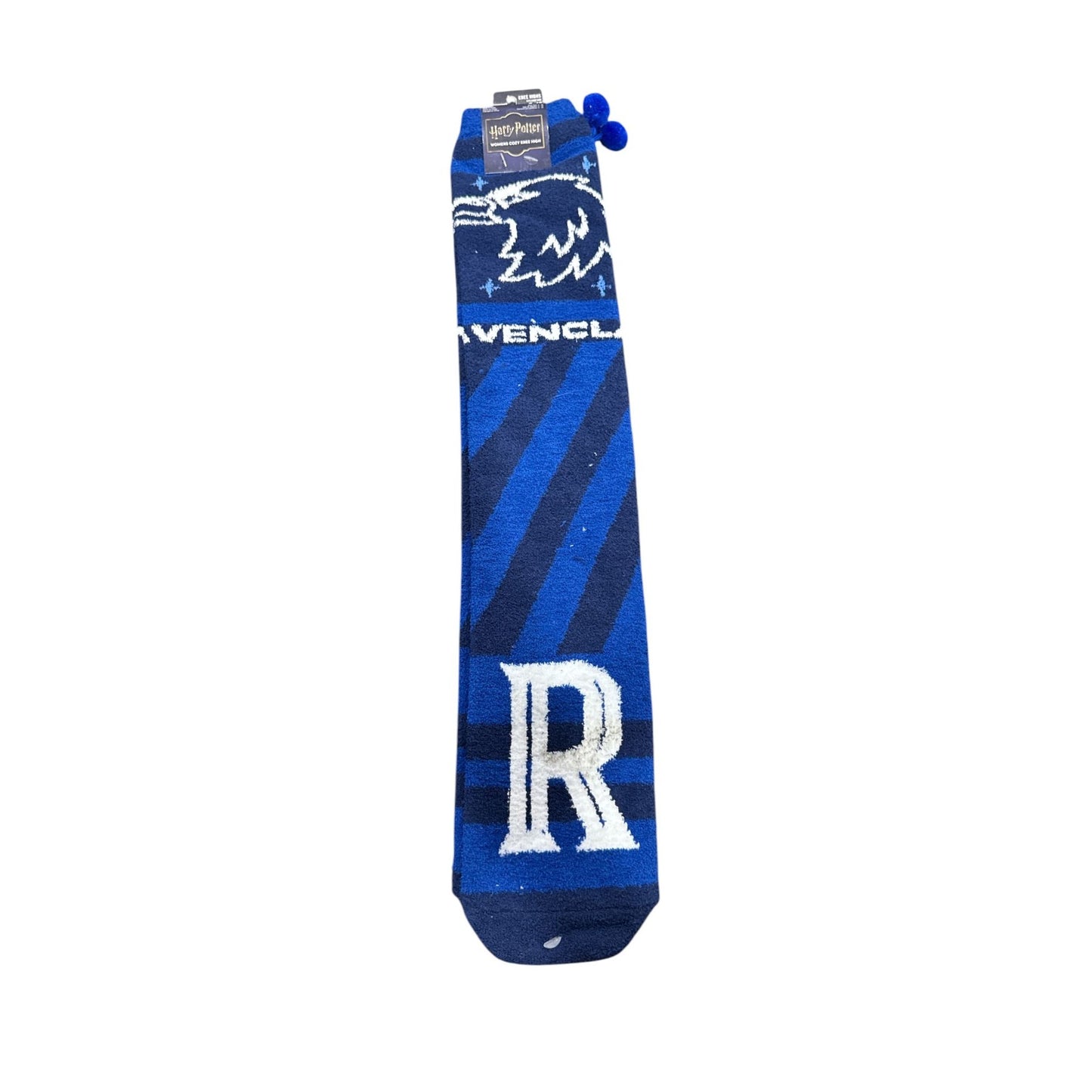 Harry Potter Ravenclaw Knee-High Socks Blue Striped Pom-Pom Accents