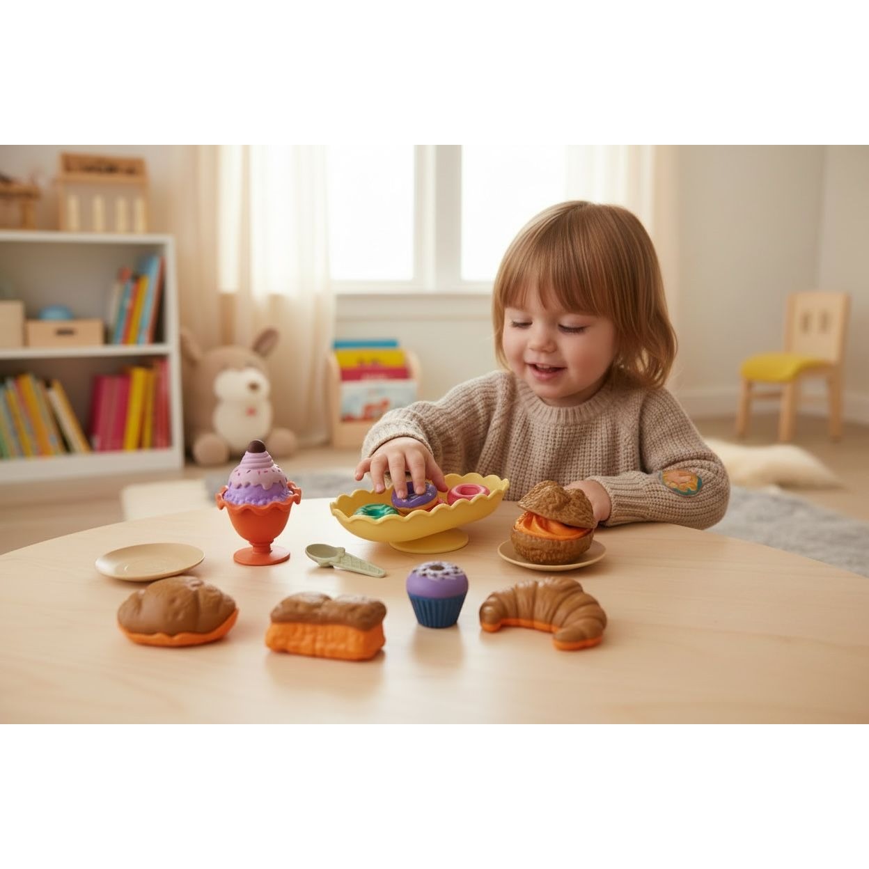 Playful Palette Tea And Dessert Toy Set 14-Piece Pretend Play Food Set For Kids Ages 3+