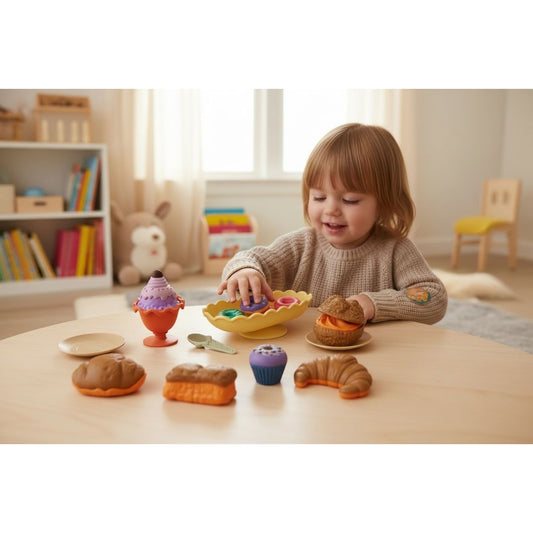 Playful Palette Tea And Dessert Toy Set 14-Piece Pretend Play Food Set For Kids Ages 3+