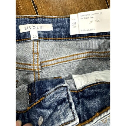 STS Blue Caroline Bermuda 10" High-Rise Distressed Denim Shorts Women’s Size 25