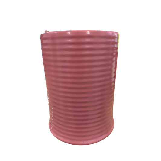 Fresh Strawberry & Hibiscus Scented Candle In Ribbed Pink Ceramic Jar 14oz