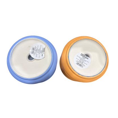 Modern Ceramic Planters Set Of 2 Blue & Orange Indoor/Outdoor Pots With Drainage Holes