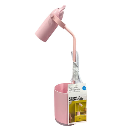Pink Desk Accessories Set: LED Lamp, Light-Up Tray, Lip Filament Bulb, Fast Charging Cable, Mesh Pouch, Phone Mount, & Keychain