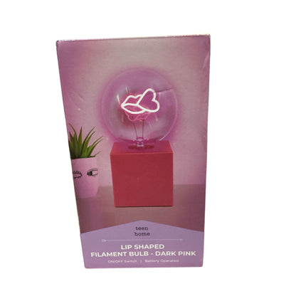 Pink Desk Accessories Set: LED Lamp, Light-Up Tray, Lip Filament Bulb, Fast Charging Cable, Mesh Pouch, Phone Mount, & Keychain