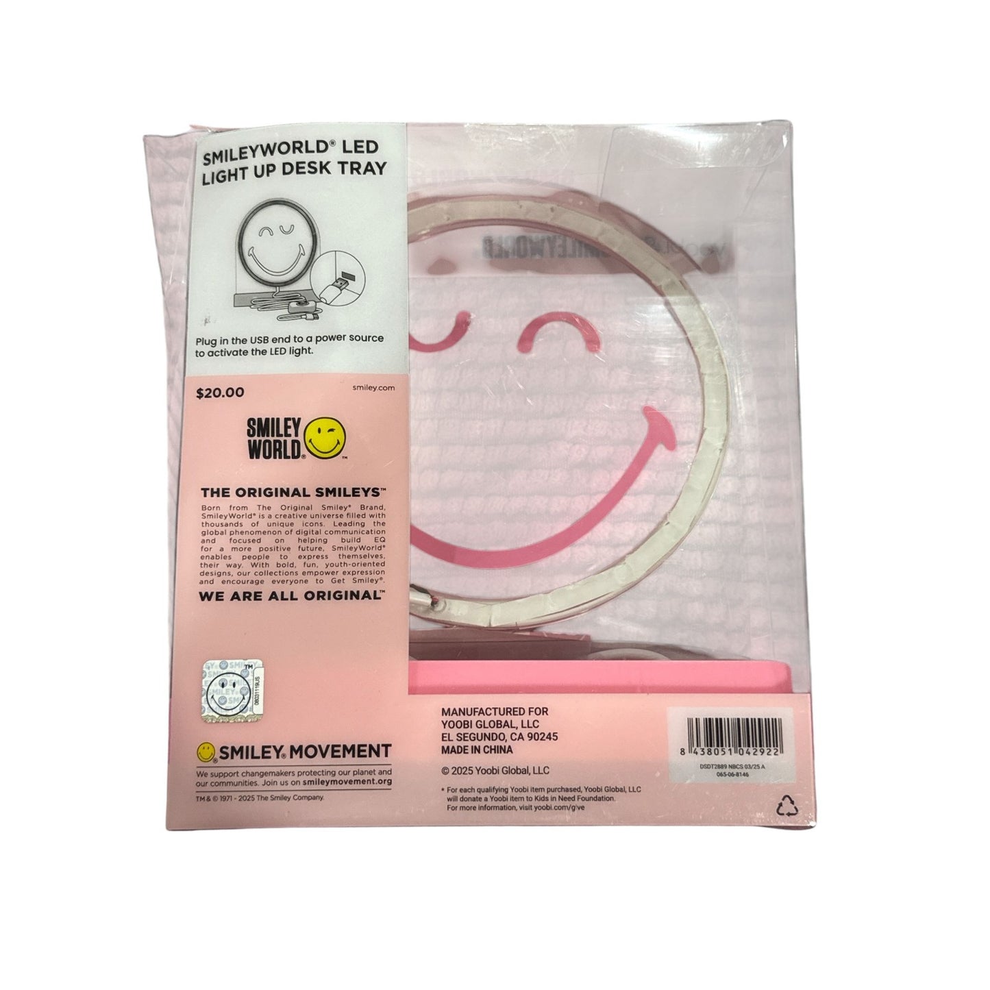 Pink Desk Accessories Set: LED Lamp, Light-Up Tray, Lip Filament Bulb, Fast Charging Cable, Mesh Pouch, Phone Mount, & Keychain