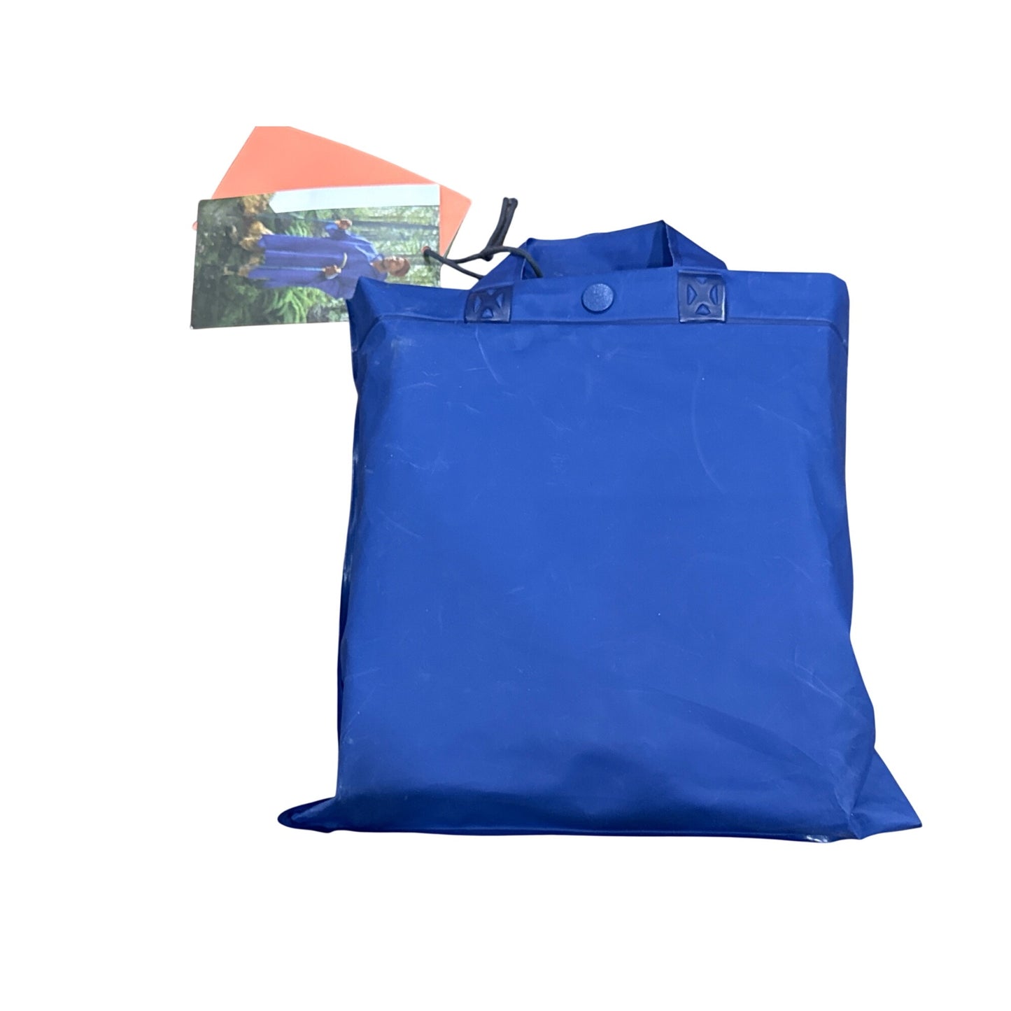 Reusable Blue Hooded Rain Poncho With Front Pocket By Embark One Size Fits Most Lightweight & Packable Design