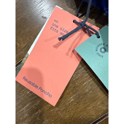 Reusable Blue Hooded Rain Poncho With Front Pocket By Embark One Size Fits Most Lightweight & Packable Design