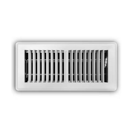 Everbilt 4 In. X 10 In. White Steel Floor Register (2-Pack) 2-Way Airflow Easy Control Damper Paintable Surface
