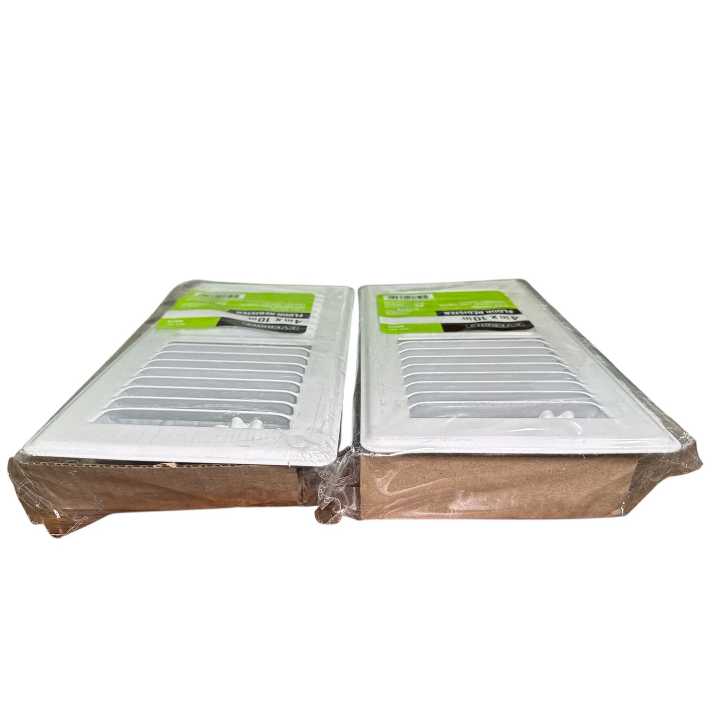 Everbilt 4 In. X 10 In. White Steel Floor Register (2-Pack) 2-Way Airflow Easy Control Damper Paintable Surface