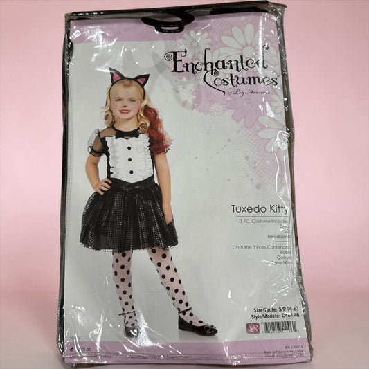 Enchanted Costumes Tuxedo Kitty Girls Costume Set With Dress Tutu & Headband Size 4-6 Black & White