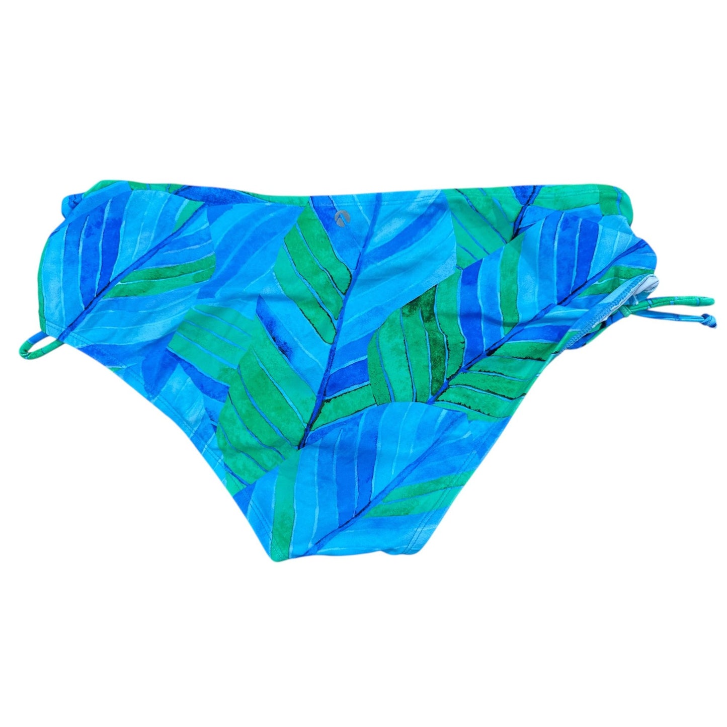 Next Women's Shoreside Breeze Midrise Bikini Bottoms - Size L - Blue & Green Leaf Print