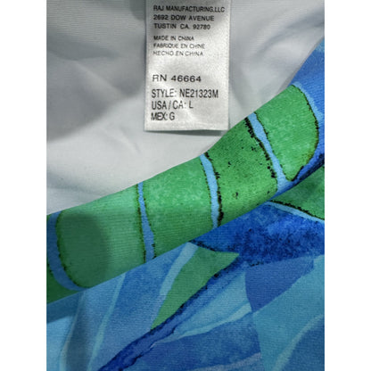 Next Women's Shoreside Breeze Midrise Bikini Bottoms - Size L - Blue & Green Leaf Print