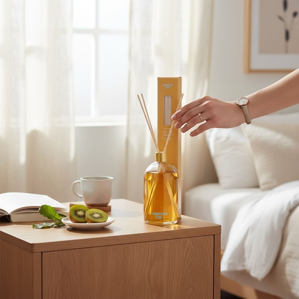 Sparkling Kiwi Reed Diffuser With 5 Reeds 5.07 Fl Oz (150ml) - Refreshing Home Fragrance
