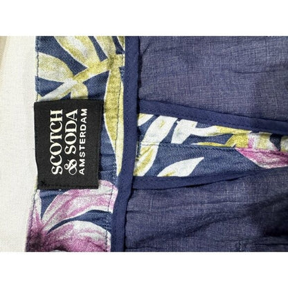 Scotch & Soda Mens Twill Loose Fit Indigo Floral Shorts Size 30 Navy Pink Green