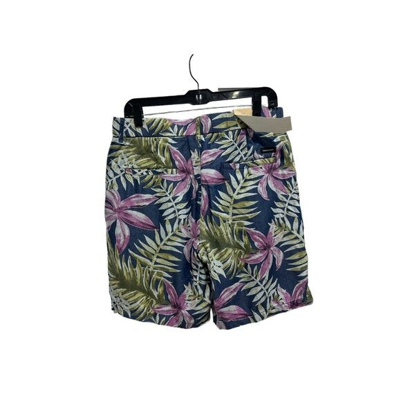 Scotch & Soda Mens Twill Loose Fit Indigo Floral Shorts Size 30 Navy Pink Green