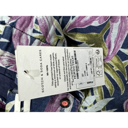 Scotch & Soda Mens Twill Loose Fit Indigo Floral Shorts Size 30 Navy Pink Green