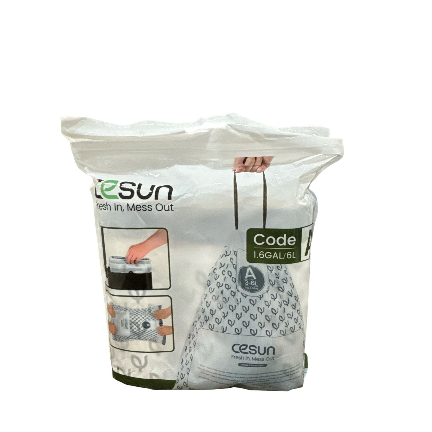 Cesun 1.6 Gallon Trash Bags With Drawstring Closure Leak-Proof Durable And Reliable Includes 90 Bags In 3 Rolls
