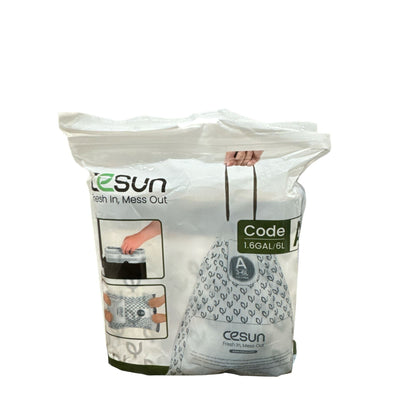 Cesun 1.6 Gallon Trash Bags With Drawstring Closure Leak-Proof Durable And Reliable Includes 90 Bags In 3 Rolls