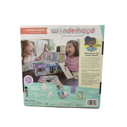 Wonderhood Corner Shops Creative Building Set 44 Pieces STEAM Skills Washable Panels Stickers Ages 5+