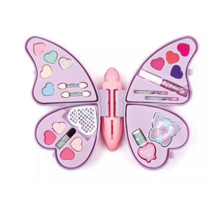 Make It Real Butterfly Cosmetic Set For Kids 23-Piece All-In-One Beauty Kit With Butterfly Case