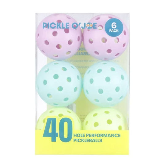 Pickle O'Joe 6pk Balls Pickleballs - Pastel Pack Durable Indoor & Outdoor Use (2-PACK)