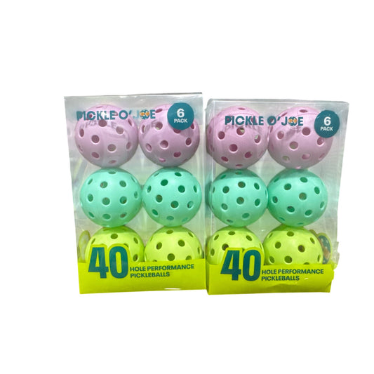 Pickle O'Joe 6pk Balls Pickleballs - Pastel Pack Durable Indoor & Outdoor Use (2-PACK)