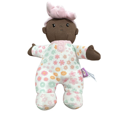 Giggle Scape Soft Baby Doll With Floral Pajamas & Pink Bow 8" Plush Toy