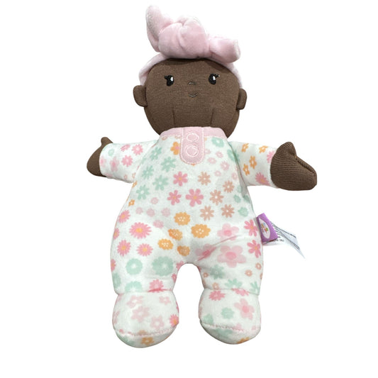 Giggle Scape Soft Baby Doll With Floral Pajamas & Pink Bow 8" Plush Toy