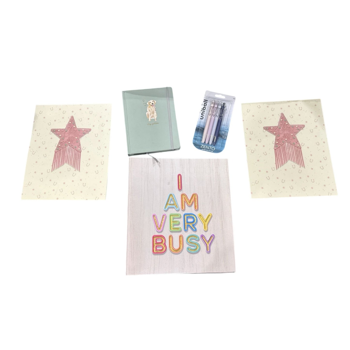 Stationery Set With Binder, 2 Folders with Pockets, Journal & Uni-Ball Pens