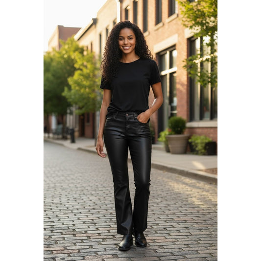Joe's Jeans Women's Black Mid-Rise Faux Leather Bootcut Pants Size 28 NWT