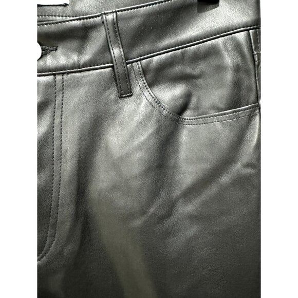 Joe's Jeans Women's Black Mid-Rise Faux Leather Bootcut Pants Size 28 NWT