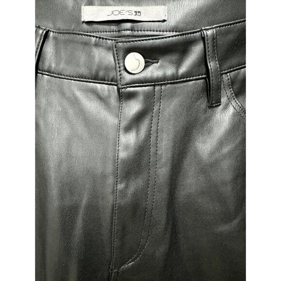 Joe's Jeans Women's Black Mid-Rise Faux Leather Bootcut Pants Size 28 NWT