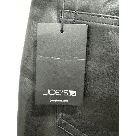 Joe's Jeans Women's Black Mid-Rise Faux Leather Bootcut Pants Size 28 NWT