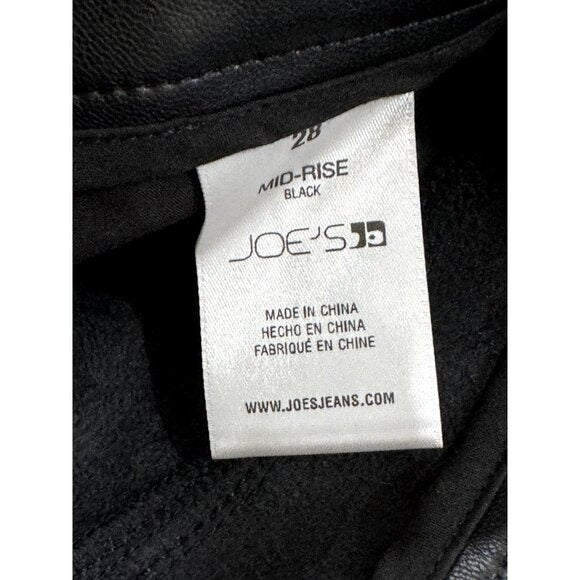 Joe's Jeans Women's Black Mid-Rise Faux Leather Bootcut Pants Size 28 NWT