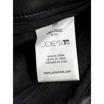 Joe's Jeans Women's Black Mid-Rise Faux Leather Bootcut Pants Size 28 NWT