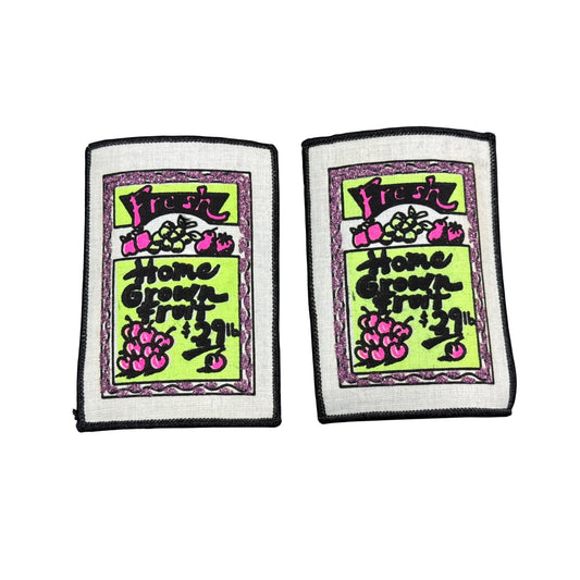 Fresh Home Grown Fruit Embroidered Iron-On Patches 2-Piece Set