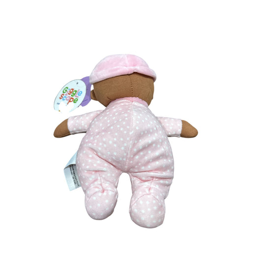 Giggle Scape Soft Baby Doll With Pink Polka Dot Pajamas & Bow Headband Plush Toy 9" New
