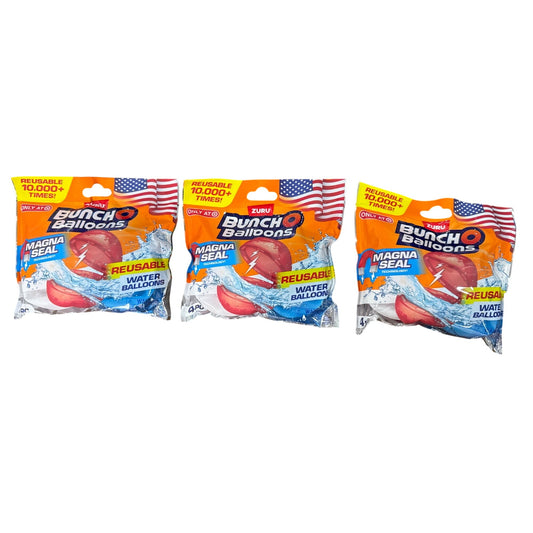 Set Of 3 Zuru Bunch O Balloons Reusable Water Balloons Magna Seal Technology 4 Pack