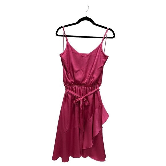 Tahari Arthur S. Levine Pink Sleeveless Ruffle Wrap Dress With Tie Waist Size S