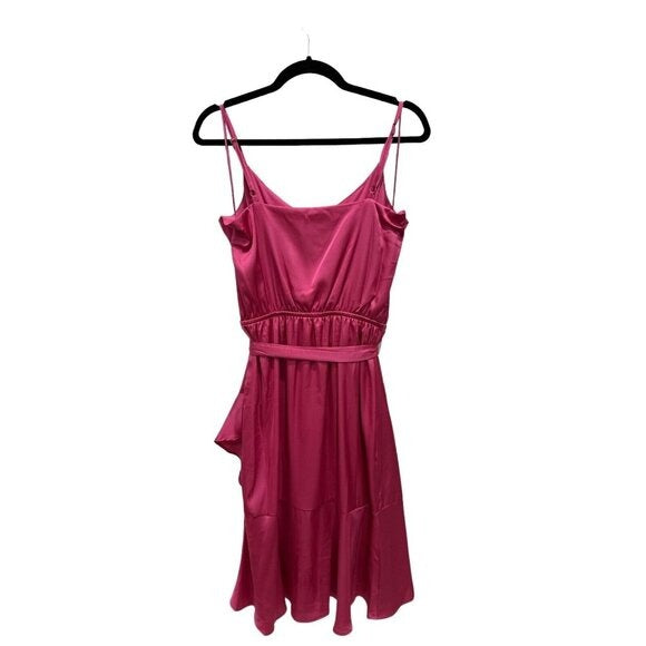 Tahari Arthur S. Levine Pink Sleeveless Ruffle Wrap Dress With Tie Waist Size S
