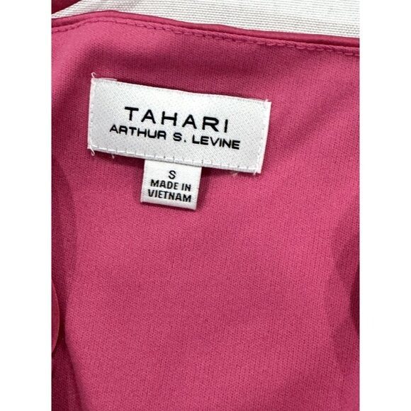 Tahari Arthur S. Levine Pink Sleeveless Ruffle Wrap Dress With Tie Waist Size S