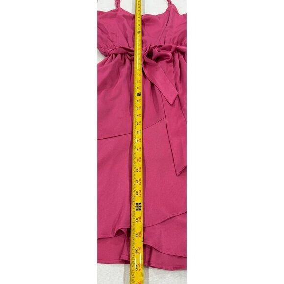 Tahari Arthur S. Levine Pink Sleeveless Ruffle Wrap Dress With Tie Waist Size S