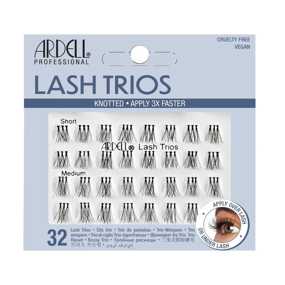 Ardell Lash Trios - Short to Medium- Knotted 32-Piece Combo Cruelty-Free Vegan False Eyelashes 4 PACK
