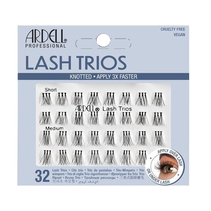 Ardell Lash Trios - Short to Medium- Knotted 32-Piece Combo Cruelty-Free Vegan False Eyelashes 4 PACK