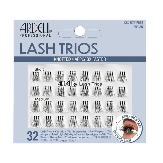 Ardell Lash Trios - Short to Medium- Knotted 32-Piece Combo Cruelty-Free Vegan False Eyelashes 4 PACK