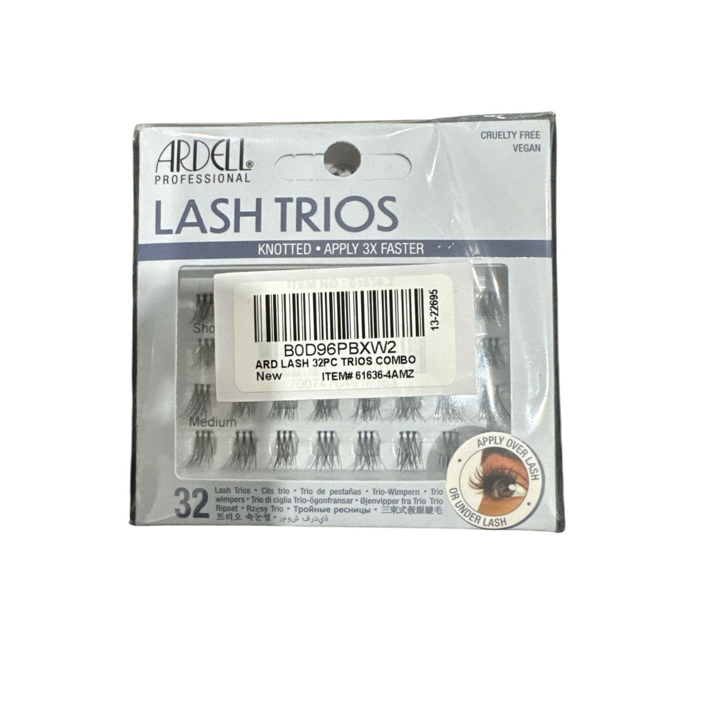 Ardell Lash Trios - Short to Medium- Knotted 32-Piece Combo Cruelty-Free Vegan False Eyelashes 4 PACK