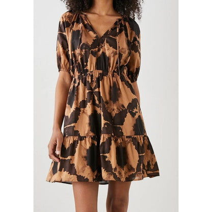 Rails Lucille Tie-Dye Puff Sleeve Mini Dress With Tiered Skirt SMALL
