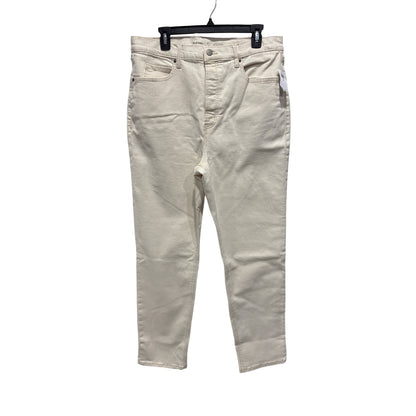 Old Navy Women's Extra High-Rise Sky-Hi Straight Jeans Size 16 Tall Beige & White Striped